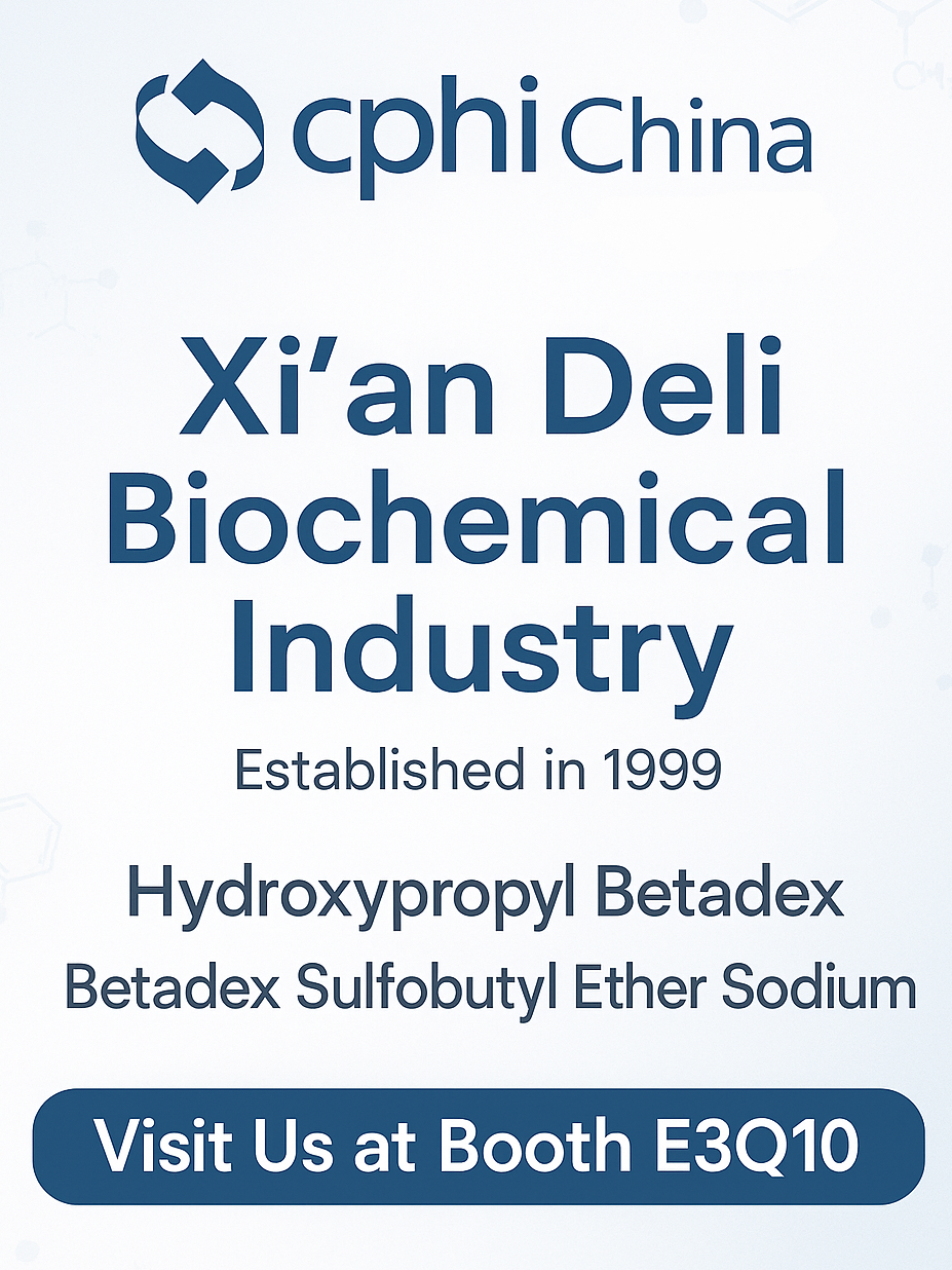 CPHI China 2025 Aperçu: Hydroxypropyl betadex et sulfobutyl Ether sodium solutions occupent le devant de la scène au stand de Xi’an Deli E3Q10